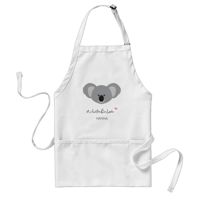 Personalized #AustraliaLove Koala Illustration Adult Apron (Front)