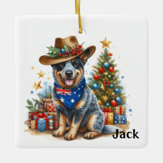 Personalized Australian Cattle Dog Christmas Ceramic Ornament