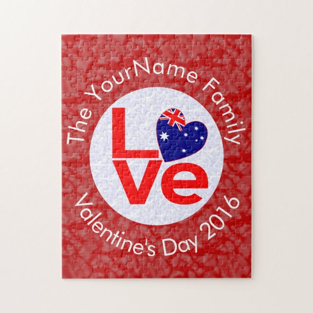 Personalized Australian Flag Red LOVE Flag Jigsaw Puzzle (Vertical)