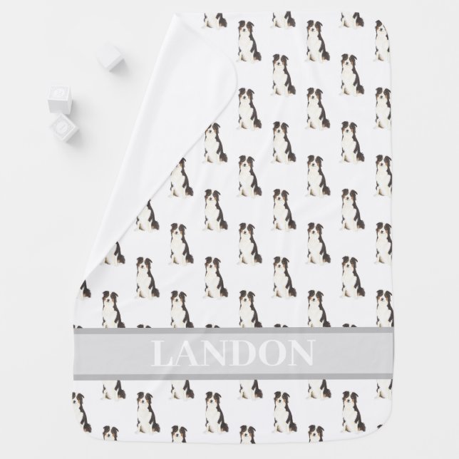 Personalized Australian Shepherd Baby Blanket (In Situ)