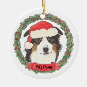 Personalized Australian Shepherd Christmas Ceramic Ornament