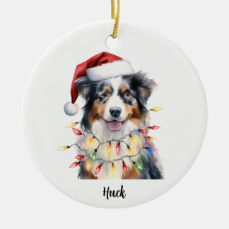 Personalized Australian Shepherd Christmas Dog Ceramic Ornament