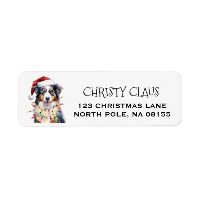 Personalized Australian Shepherd Christmas  Label (Front)