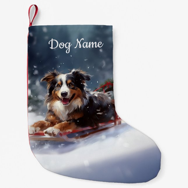 Personalized Australian Shepherd Christmas Small Christmas Stocking (Front)