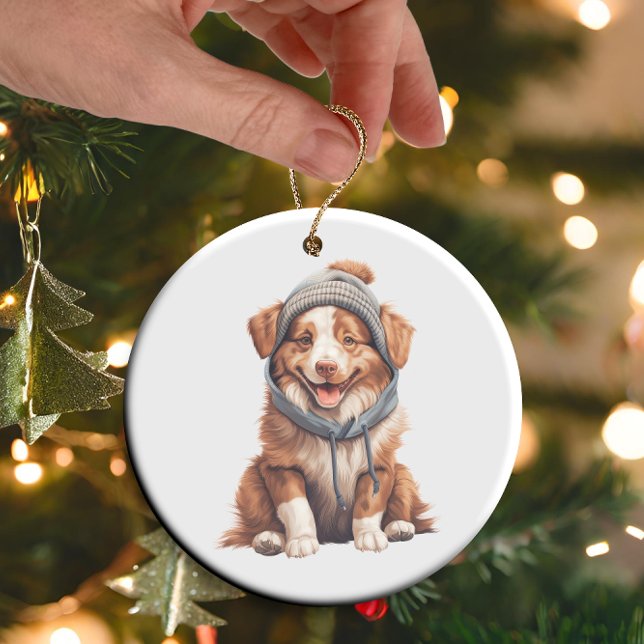 Personalized Australian Shepherd Dog Art Ceramic Ornament (Creator Uploaded)