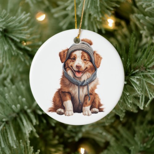 Personalized Australian Shepherd Dog Art Ceramic Ornament
