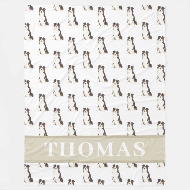 Personalized Australian Shepherd Fleece Blanket (Front)