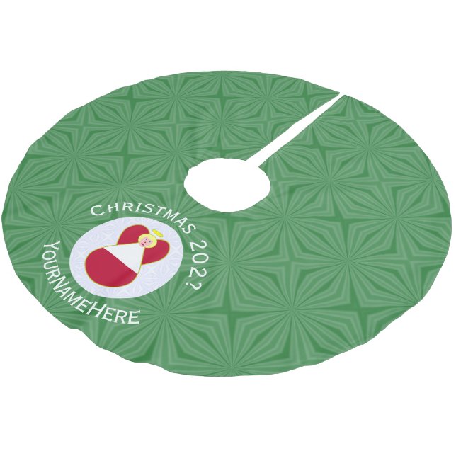 Personalized Austrian Angel Christmas Flag Brushed Polyester Tree Skirt (Angled)