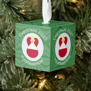 Personalized Austrian Angel Christmas Flag Cube Ornament