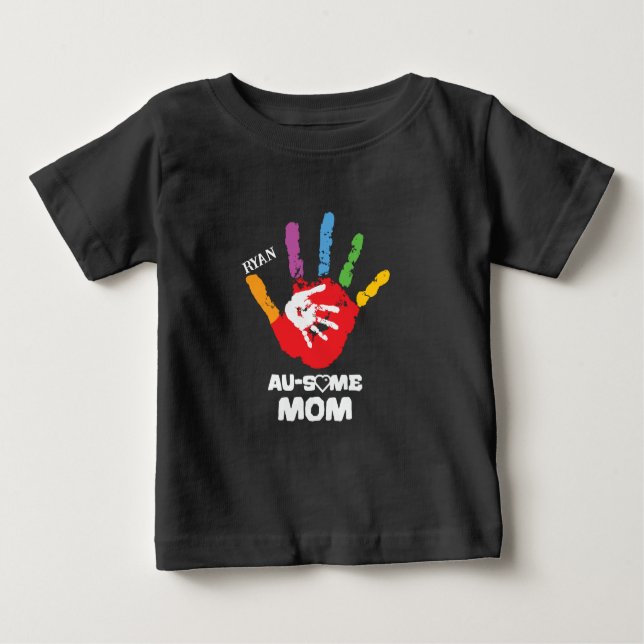 Personalized Autism Awareness Autistic Mom T-Shirt (Front)