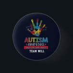 Personalized Autism Awareness Educate Advocate Button<br><div class="desc">Colorful puzzle hand with a love heart in the middle for your Autism Awareness campaigns. This design has colors all over making it bold, vibrant, and fun. The saying on it delivers a powerful message "Autism Awareness Educate, Love, Support, Advocate". Add your team name by clicking the "Personalize" button above...</div>