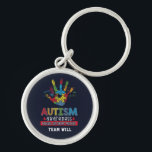Personalized Autism Awareness Educate Advocate Keychain<br><div class="desc">Colorful puzzle hand with a love heart in the middle for your Autism Awareness campaigns. This design has colors all over making it bold, vibrant, and fun. The saying on it delivers a powerful message "Autism Awareness Educate, Love, Support, Advocate". Add your team name by clicking the "Personalize" button above...</div>