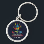 Personalized Autism Awareness Educate Advocate Keychain<br><div class="desc">Colorful puzzle hand with a love heart in the middle for your Autism Awareness campaigns. This design has colors all over making it bold, vibrant, and fun. The saying on it delivers a powerful message "Autism Awareness Educate, Love, Support, Advocate". Add your team name by clicking the "Personalize" button above...</div>