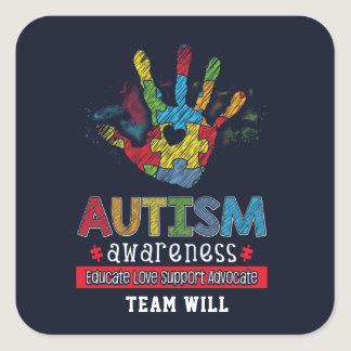Personalized Autism Awareness Educate Advocate Square Sticker