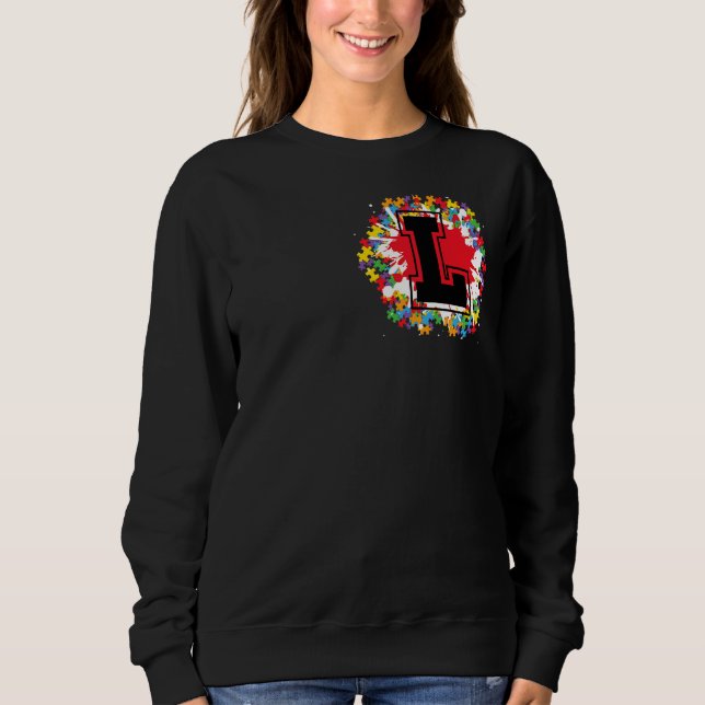 Personalized Autism Awareness Initial L Letter Mon Sweatshirt (Front)