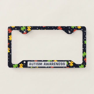 Personalized Autism Awareness Puzzles Pattern  License Plate Frame