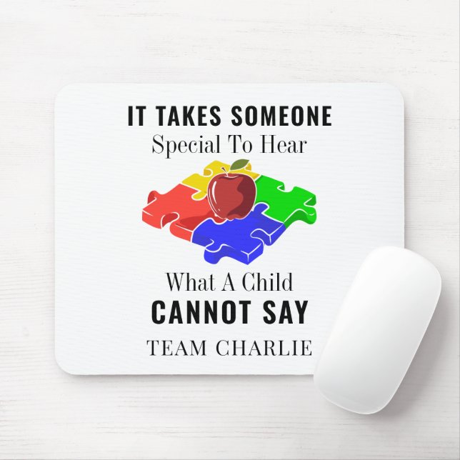 Personalized Autism Awareness Special Ed Teacher Mouse Pad (With Mouse)