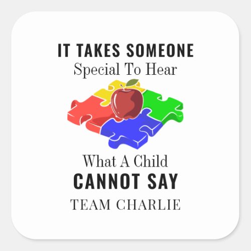 Personalized Autism Awareness Special Ed Teacher Square Sticker