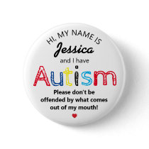 Personalized Autism Awarness | Funny ASD Button