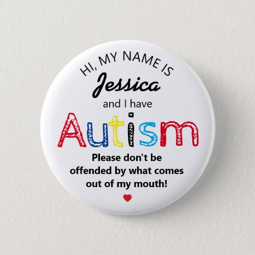 Personalized Autism Awarness  Funny ASD Button