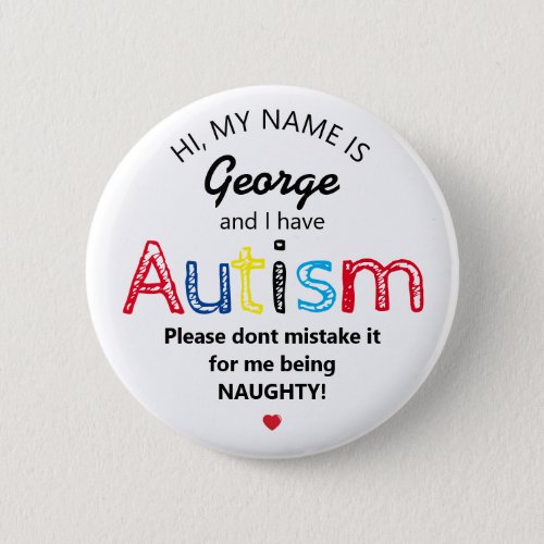 Personalized Autism Awarness  Funny ASD Button