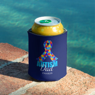 Personalized Autism Dad Blue Can Cooler