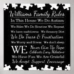 Personalized Autism Family Rules Poster