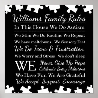 Personalized Autism Family Rules Poster