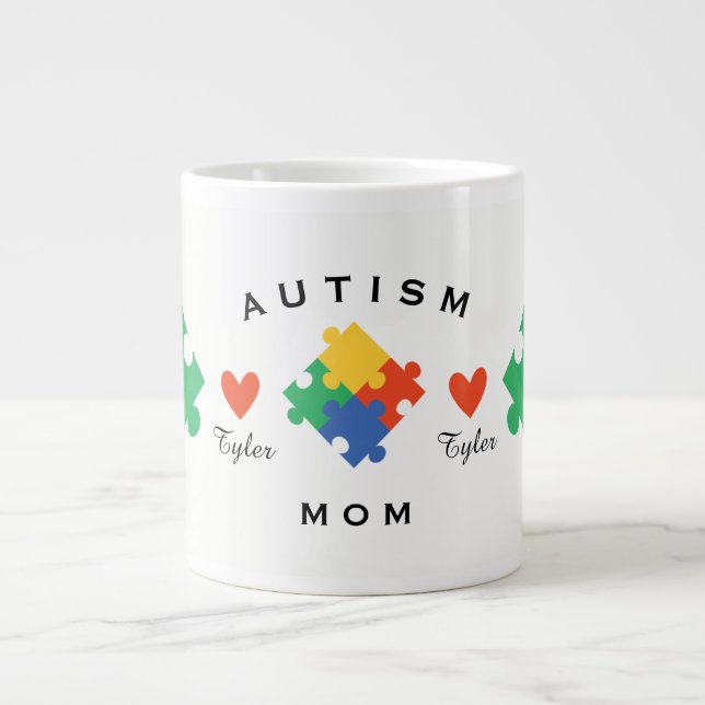 Personalized Autism Mom Large Coffee Mug (Front)
