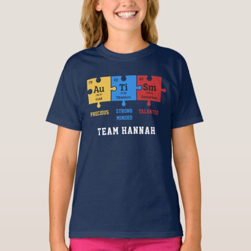 Personalized Autism Puzzle Chemistry Elements Team T_Shirt
