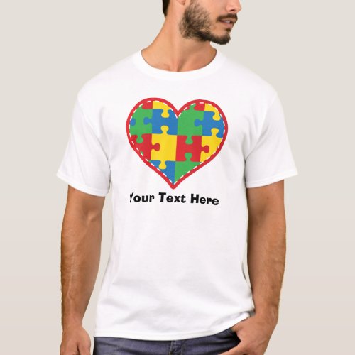 Personalized Autism Puzzle Piece Heart T_Shirt