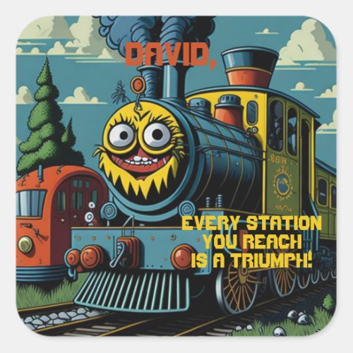 Personalized Autism Triumph _ Encouraging Train Square Sticker