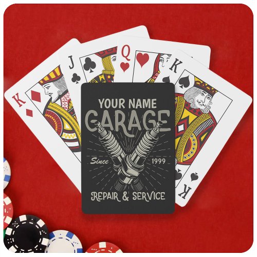 Personalized Auto Mechanic Garage Retro Spark Plug Poker Cards