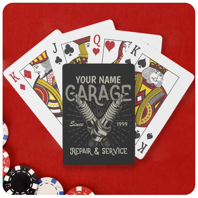 Personalized Auto Mechanic Garage Retro Spark Plug Poker Cards (Creator Uploaded)