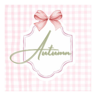 Personalized Autumn Baby Girl Nursery Bow&Gingham  Poster