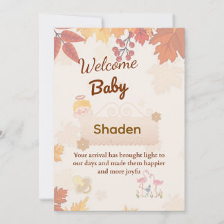 🍂 Personalized Autumn Baby Welcome Card | Custom