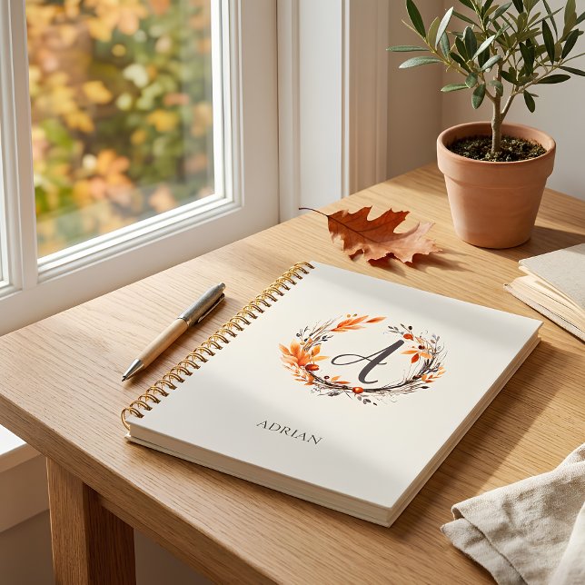 Personalized Autumn Botanical Monogram Notebook (Creator Uploaded)