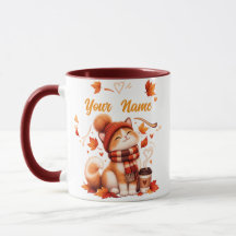 Personalized Autumn Cat Mug | Custom Name Cozy Fal