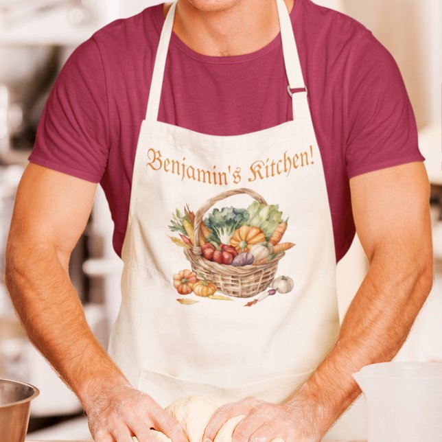 Personalized Autumn Chef's Kitchen Apron (Autumn colors, rustic image.)