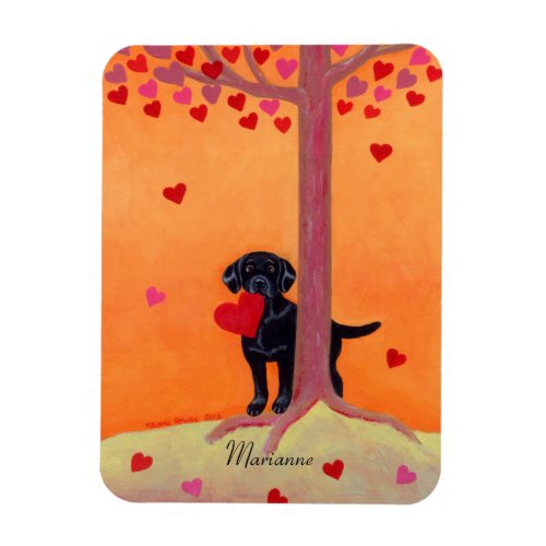 Personalized Autumn Color Black Labrador Magnet