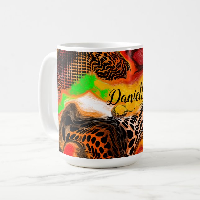 Personalized Autumn Colors Abstract Pour Painting Coffee Mug (Front Left)