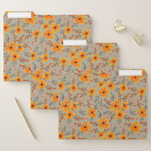 Personalized Autumn Fall Floral Pattern File Folder