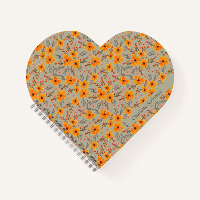 Personalized Autumn Fall Floral Pattern  Notebook (Front)