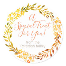 Personalized Autumn Favor/Treat Sticker
