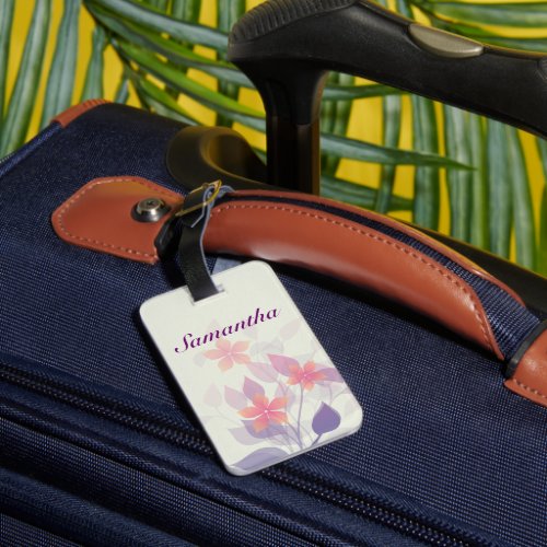 Personalized Autumn Flowers and Leaves on Green Luggage Tag