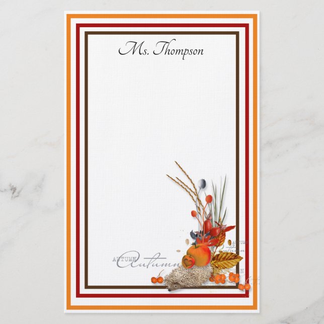 Personalized Autumn Harvest Stationery (Front)