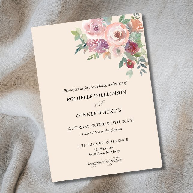 Personalized Autumn Lavender Blush Wedding Invitation (Creator Uploaded)