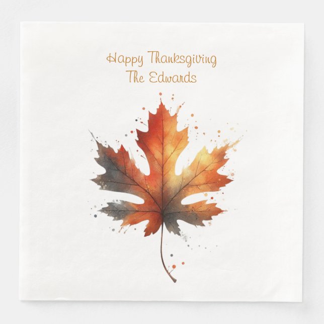 Personalized Autumn Leaf Napkins (Front)