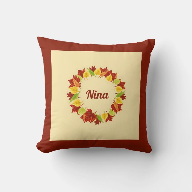 Personalized Autumn Leaf  Simple Keepsake Throw Pillow (Front)