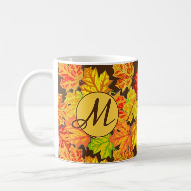Personalized Autumn Leaves Coffee Mug (Left)